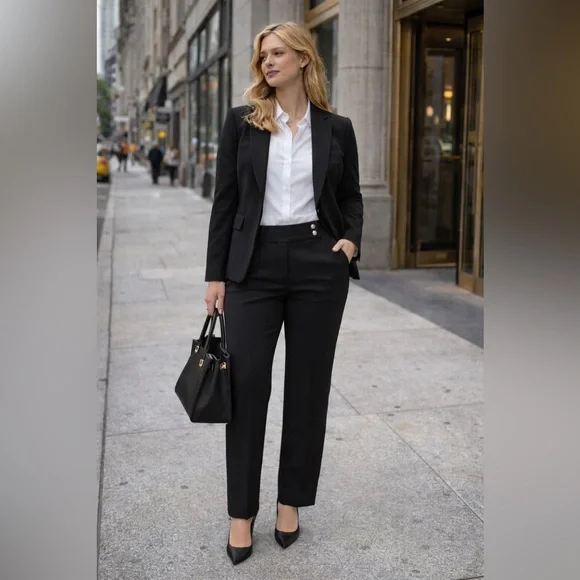 Veronica Beard Womens 16 Mid Rise Pleated Trouser Pants Black Office Corporate - Picture 2 of 9